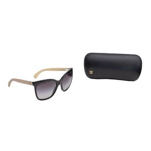 Chanel Sunglasses 5288-Q Black Gradient Lenses Quilted Arms CC Logo Italy w/Case